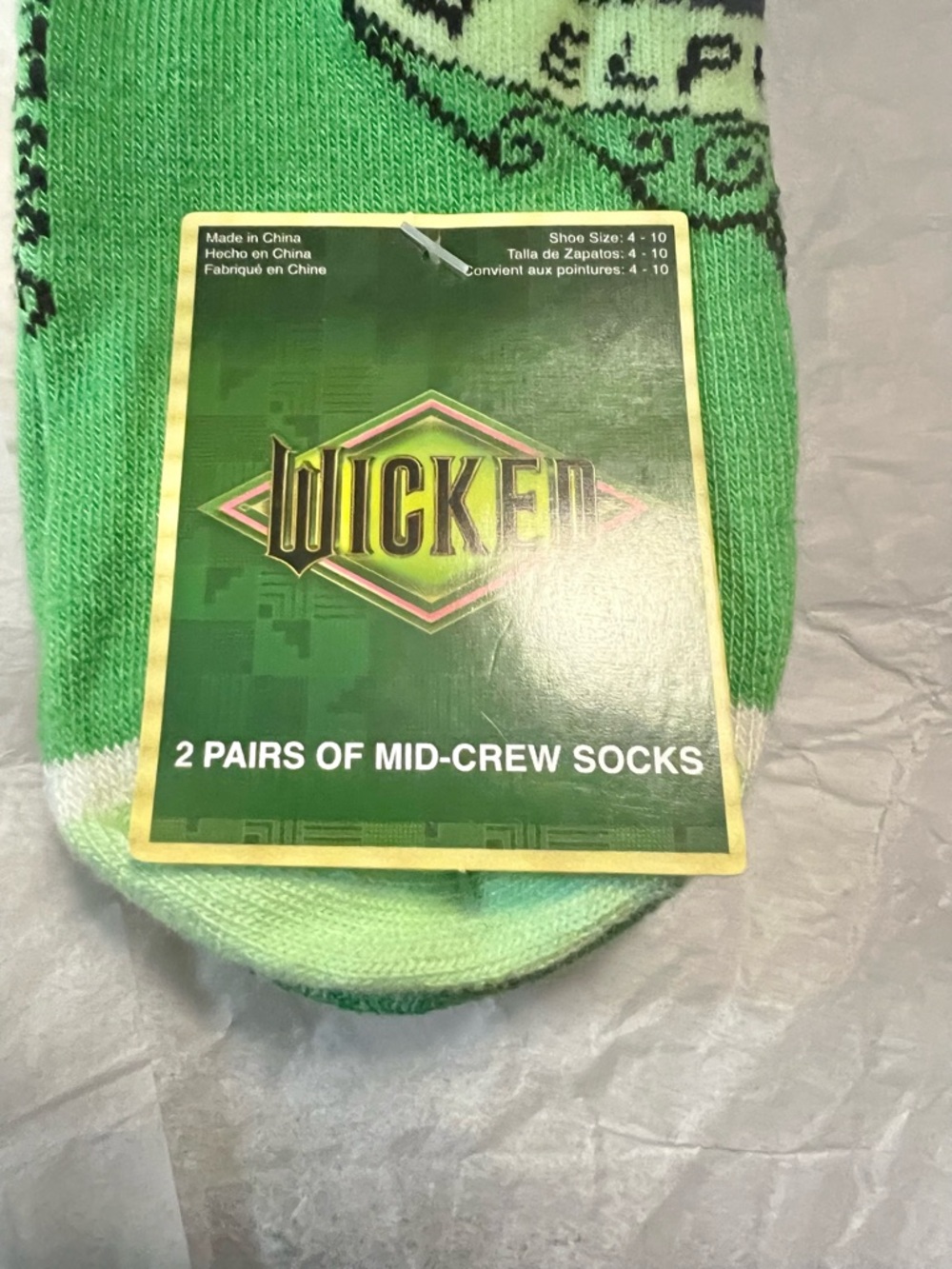 NWT Wicked Mid-Crew Socks - 2 Pack - Size 4-10